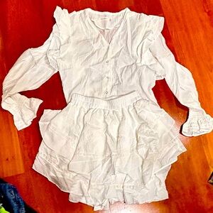 🆕Brand new ! White Bishop Sleeve Ruffled Dress